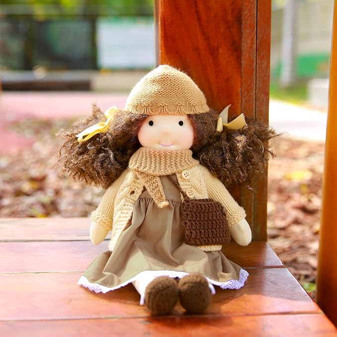 BlissfulPixie Waldorf Doll - Handmade Plush Collectors Doll for Kids Birthday Present, 12" Dotty