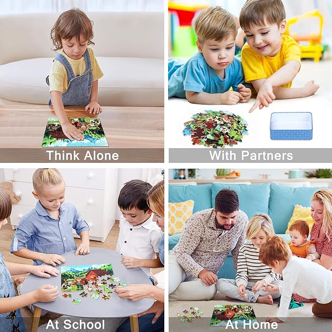 LELEMON Puzzles for Kids Ages 4-6, Farm 60 Piece Puzzles for Kids Ages 3-5 in a Metal Box, Educational Jigsaw Puzzles Childrens Puzzle Games Puzzle Toys for Girls and Boys