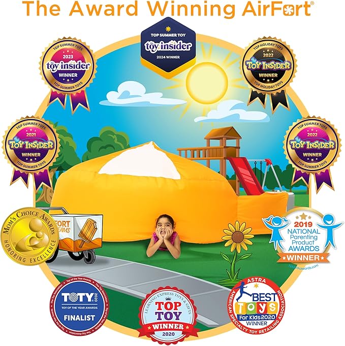 The Original Patented AirFort - Build A Fort in 30 Seconds, Inflatable Fort for Kids, Play Tent for 3-14 Years, A Playhouse Where Imagination Runs Wild, Fan not Included (Creamsicle Orange)