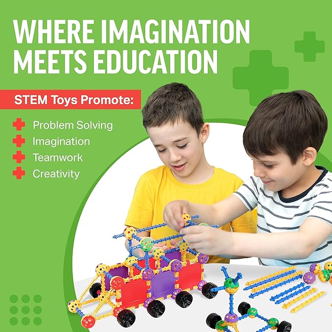 Educational Building Blocks Kit, 176 Pieces, Ages 4-8, Easter Basket Stuffers Gifts for Kids