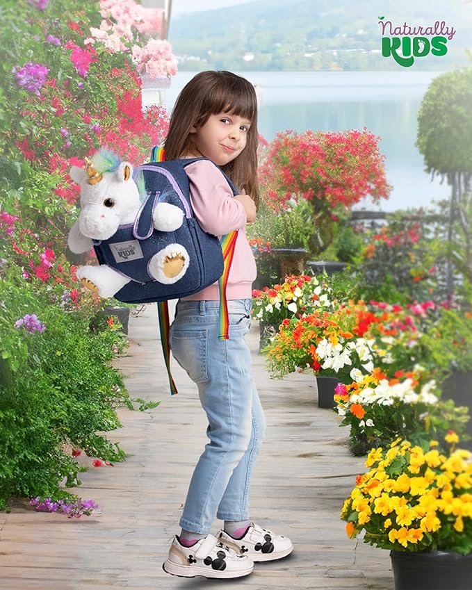 Naturally KIDS Unicorn Toys, 3 Year Old Girl Gifts, Birthday Gifts for 2 Year Old Girls, Toddler Unicorn Backpack