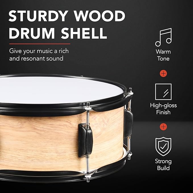 Best Choice Products 5-Piece Full Size Complete Adult Drum Set w/Cymbal Stands, Stool, Drum Pedal, Sticks, Floor Tom - Natural