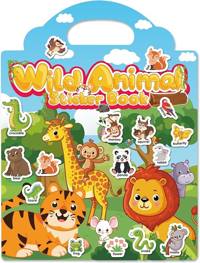 Reusable Sticker Book for Toddlers 2-4 Years, Stickers for Kids, Toddler Craft Activities, Toddler Travel Toys Ages 2+ Boy Girl Birthday Gifts