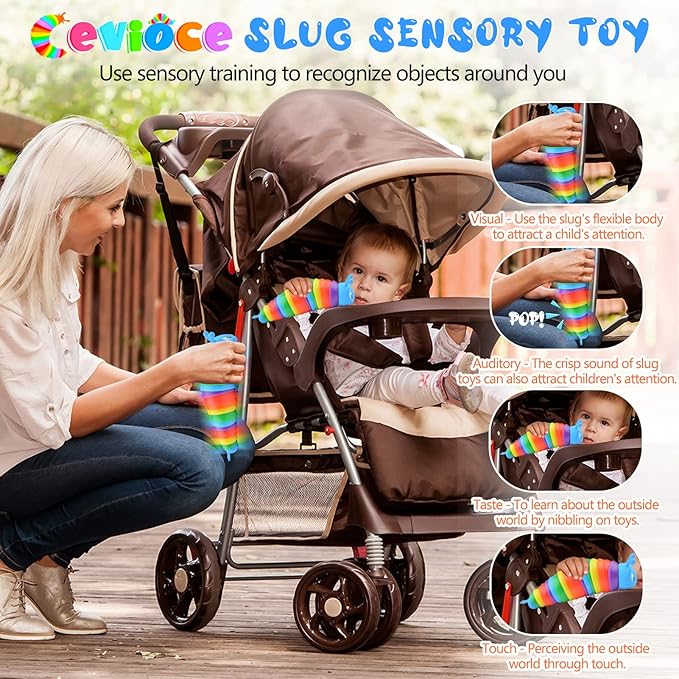 Cevioce Fidget Slug Toy, Sensory Slug Fidget Toys for Kids & Adults, 1 PC Autism Sensory Toys for Autistic Children Toddlers Christmas Stocking Stuffers Toddler Toys Girl Boy Birthday Gifts