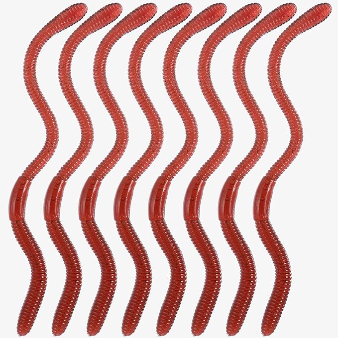 Gejoy 16 Pieces Fake Worms Rubber Play Worms Realistic Plastic Toy Earthworm Worm Farm for Halloween April Fool's Day Party