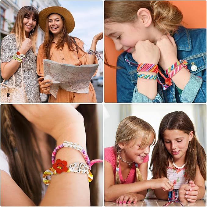 Arts and Crafts for Kids Ages 8-12,Friendship Bracelet Making Kit for Girl,Kids Jewelry Making Kit with 28 Pre-Cut Threads,Christmas Birthday Gifts for Ages 6 7 8 9 10 11 12 Year Old-LightBlue/Pink