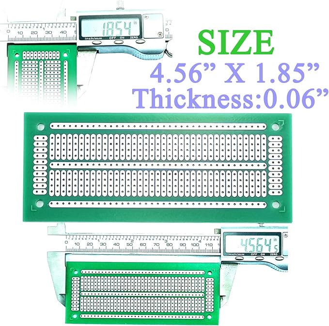 YUNGUI Printed Circuit Board,47X116MM PCB Strip Breadboard for Electronic Project and DIY Soldering(Pack of 8),Green
