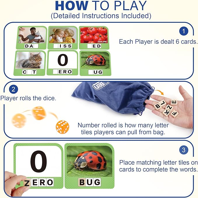 BenBen Spelling Games with 224 Flashcards, 2-4 Players, Learning Games for Kids Ages 4-8, Educational Autistic Toys for Kindergarten 1st 2nd 3rd Grade, Preschool Autism Classroom Must Haves