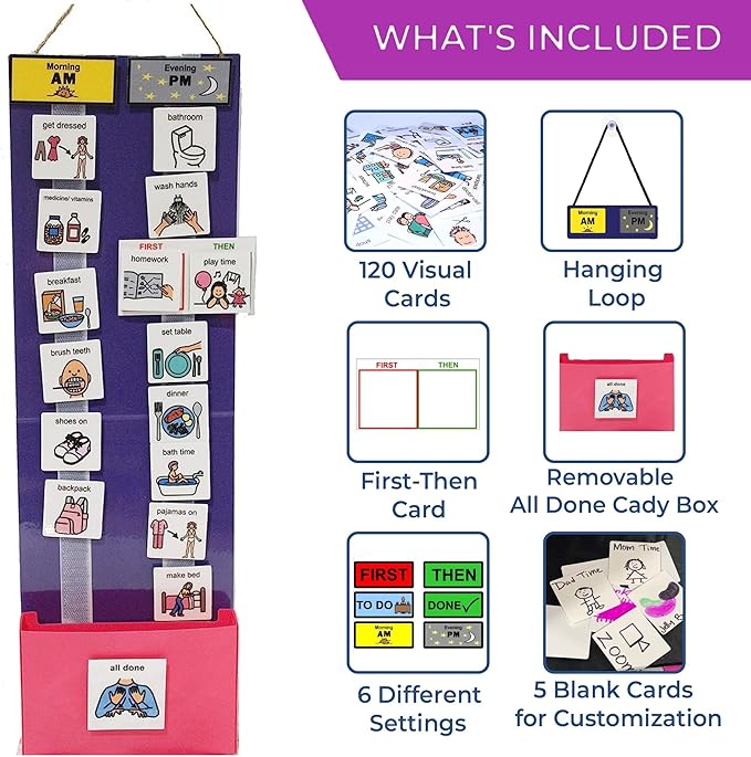 Visual Schedule for Kids – 133 Durable Plastic Picture Cards with Soft Loop Coins | Daily Routine & Chore Reward Chart for Home, School, Autism, ADHD & Special Needs Behavior Support
