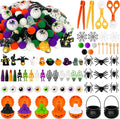 243 Pcs Halloween Sensory Bin Filler Sensory Bin Items Fine Motor Tools Counting Sorting 150 Pom Pom 75 Resin Pumpkin Witch Hat Skeleton Hand Ghost for Halloween Sorting Counting Training