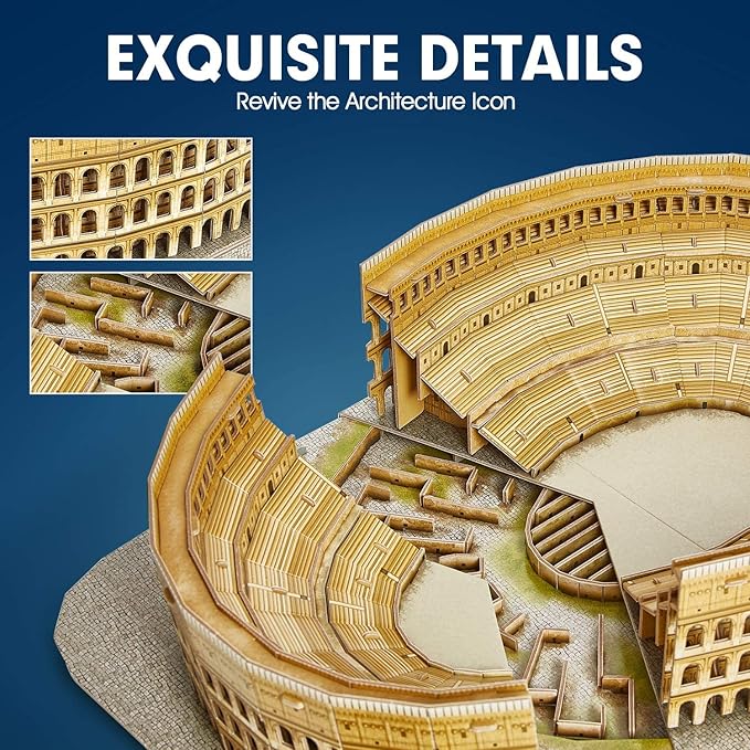 CubicFun 3D Puzzle for Adults Kids Rome Colosseum Jigsaw Italy Architecture Model Kits DIY Toys with Booklet Birthday Gift for Boys Girls Age 8+, 131 Pieces Valentine's Day Gift Easter Gifts Puzzles