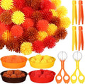 Leitee 71 Pcs Sensory Bin Filler Include 60 Hedge Balls 4 Tweezers 2 Scissors Clips 5 Cups Fine Motor Skills Toys Set for Boys Girls Early Education and Counting Sorting Training(Orange,Autumn)
