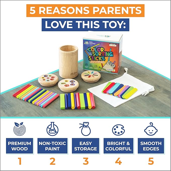 Wooden Montessori Baby Toddler Toys: 3 in 1 Learning Fine Motor Skills Juguetes, Educational Color Sorting Fidget Sensory Toys for Toddlers Boys Girls Gifts Object Permanence Cause and Effect