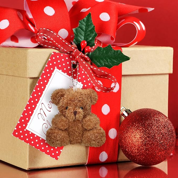 6 Pieces Mini Bear Plush Stuffed 4 Inch Small Bear Bulk Animal Toys for Baby Shower Party Favors Tiny Soft Doll Gifts for Graduation Keychain Bag Charm Supplies(Brown, Apricot)