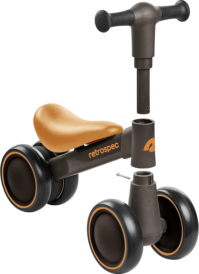 Retrospec Cricket 2 Baby Walker Balance Bike with 4 Wheels - Safe Learning Toy for Ages 12-24 Months - Scratch-Resistant Indoor Outdoor Toddler Riding Toy with Steering Limit & Soft Grips