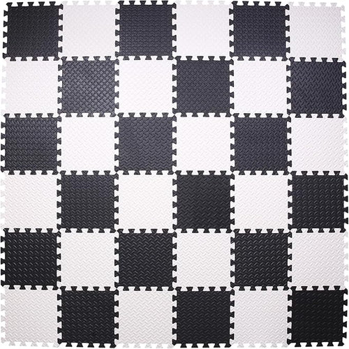 36 Tiles Foam Play Mat for Baby, 0.4 Inch Thick Foam Interlocking Floor Mats, Soft Non-Toxic Baby Playmat, Solid Colored Puzzle Play Mat Kids Floor Mats for Toddler(White/Black)