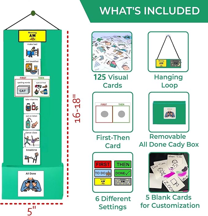 Visual Schedule for Kids – 133 Durable Plastic Picture Cards with Soft Loop Coins | Daily Routine & Chore Reward Chart for Home, School, Autism, ADHD & Special Needs Behavior Support