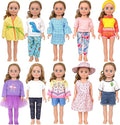 MSYO 10 Sets (19 Pcs) Doll Clothes for 17-18 Inch Dolls, Diverse Outfits (Dinosaur Print, Flamingo Top, Floral Dress) & Casual Wear, Fashion Dress-Up Set for Kids’ Play & Gifting