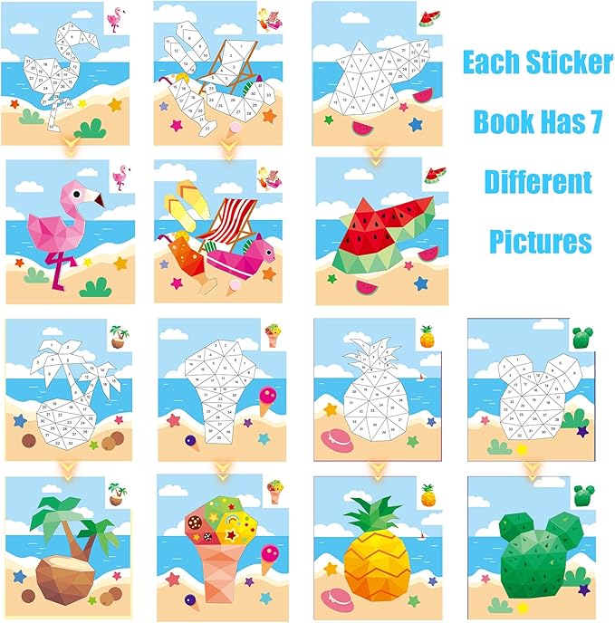 AEAHALY Summer Theme Reusable Sticker Book Sticker Paint Books Crafts for Kids Ages 4-8 Boys and Girls Birthday Gifts Party Favor, Travel Activity Book Stickers for Kids Learning