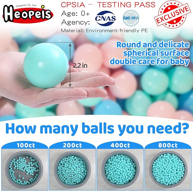 Ball Pit Balls Pack of 100 200 500 - Star and Round Set BPA Free Phthalate Free Non-Toxic Crush Proof Play Balls Soft Plastic Balls for Toddlers Baby Kids Birthday Pool Tent Party