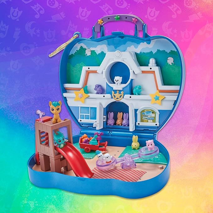 My Little Pony Mini World Magic Compact Creation Critter Corner Toy, Buildable Playset with Hitch Trailblazer Pony for Kids Ages 5 and Up