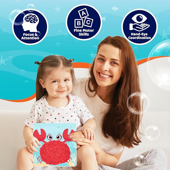 jackinthebox Poke Poke Art – Ocean Theme, Mess-Free Fabric Art and Craft, Flower Pressing Kits, Gift for Kids, Toys for Girls and Boys Ages 4 5 6 7 8