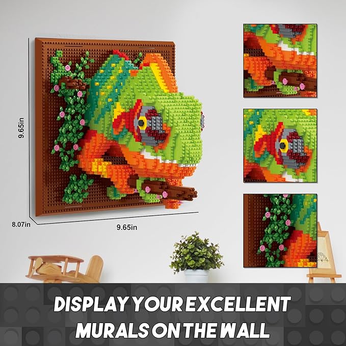 Chameleon Micro Mini Building Block Sets for Adults, No Compatible with Lego, 3D Animals Wall Art Kits for Home Wall Decor & Table Display, Creative Toy Gifts for Kids Teens Boys Girls (2688 PCS)