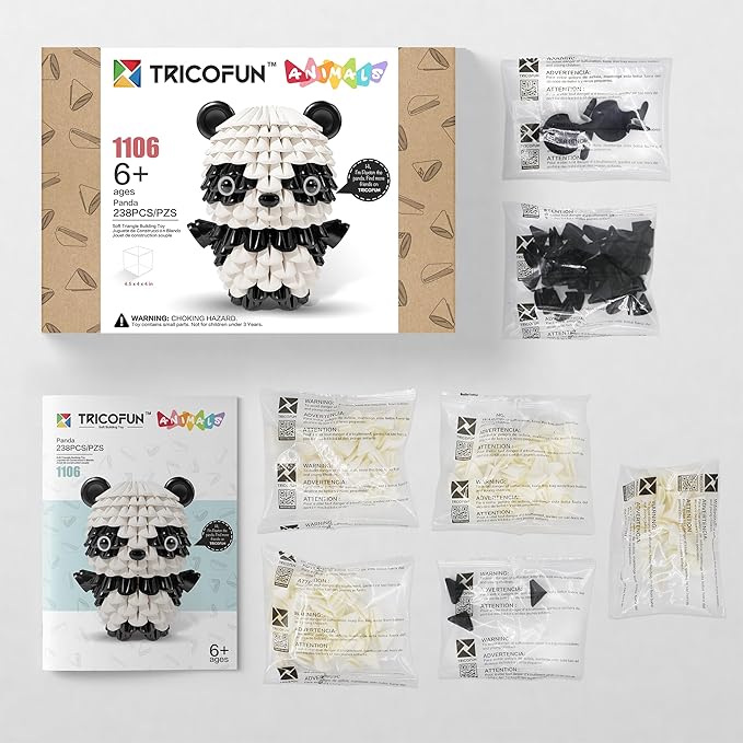 Animals 3D Soft Building Blocks - Cute Animal Kit, Pressure-Relief, STEM Educational Toys, Enhance Hands-On Skills Interlocking Building Blocks (1106-PANDA)