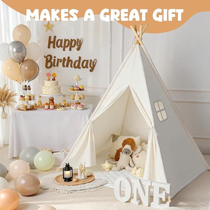 Kids Teepee Tent for Kids, Kid Play Tents for Girls & Boys, Gifts Playhouse for Indoor Outdoor Games, Toddler Toys House for Baby (Tee Pee for Child)