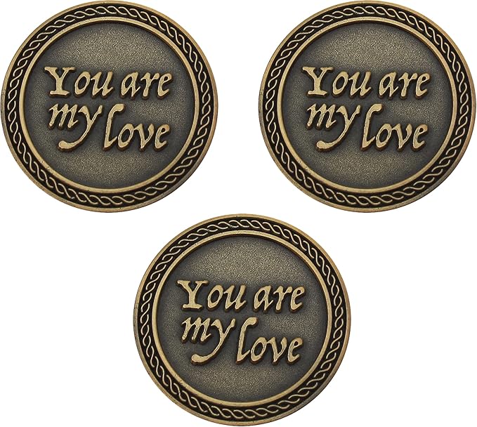 Bulk Set of 3 Romantic Love Expression Coins, You are My Love, with You Forever Won't Be Long Enough, Anniversary Pocket Tokens for Date Night, Love Gift for Men & Women, from Him or Her
