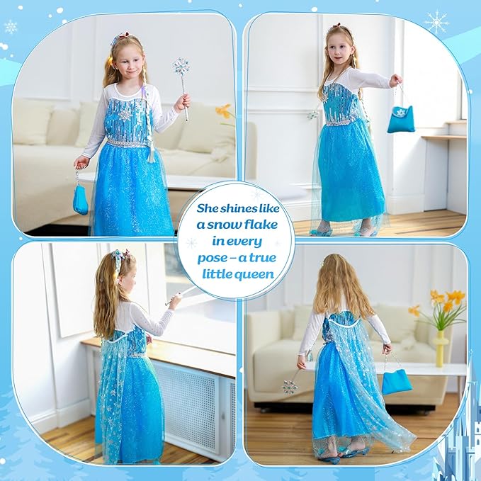 Meland Princess Dress Up for Girls - Light Up Halloween Costume for Girl Age 3-10 Year Role Play,Christmas Birthday Gift Idea