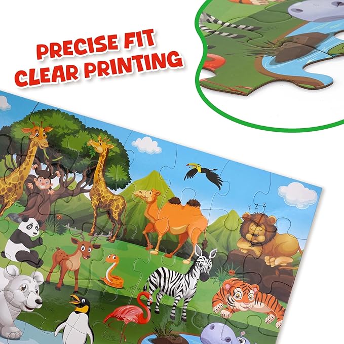 35 Pieces Jumbo Floor Puzzle for Kids Animal Jigsaw Puzzles Large Puzzles for Toddler Ages 4-8, 3-5, Educational Development Toys Giant Floor Puzzle (Animal Paradise)