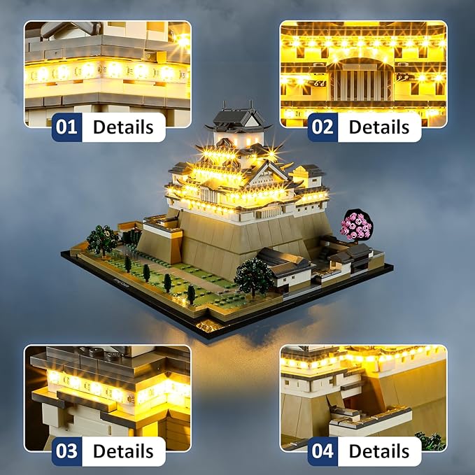 LED Light Kit for Lego Architecture 21060 Himeji Castle Set, Compatible with Lego 21060 Building Blocks Model(Not Include Blocks Set)