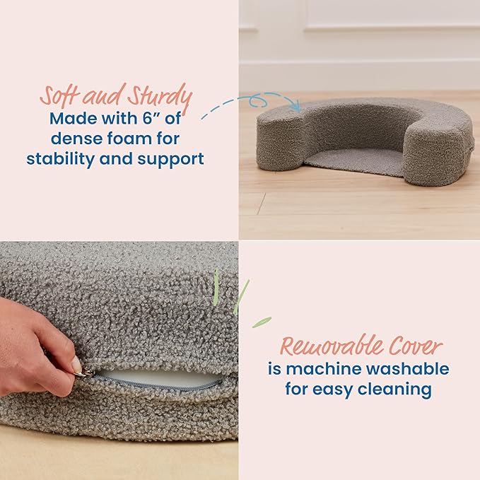 ECR4Kids SoftZone Sit-Up Support Ring Baby Essentials, 24" L x 18" W x 6" H, Grey
