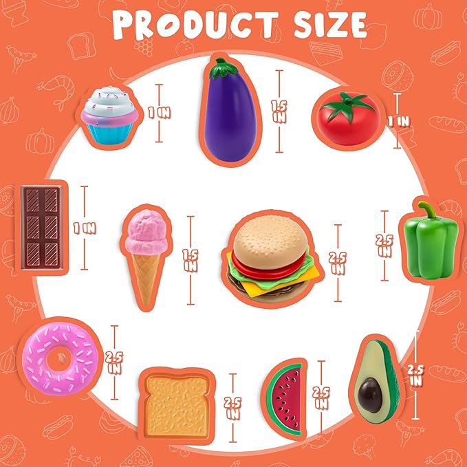 JOYIN 50 Piece Set of Kitchen Toys, Dinnerware, Dummy Fruits, Vegetables, Plastic Accessories for Children Educational Learning Toy, Role Play Gift, Easter Basket Stuffers