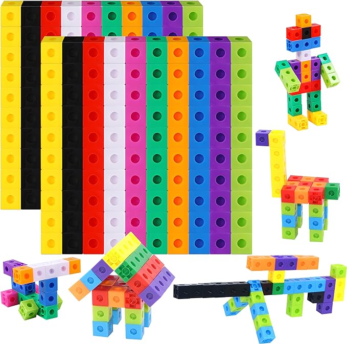 SpriteGru 200PCS Math Linking Cubes, Connecting and Counting Snap Blocks for Early Learning, Educational Toy for Preschool, Kindergarten, Homeschool