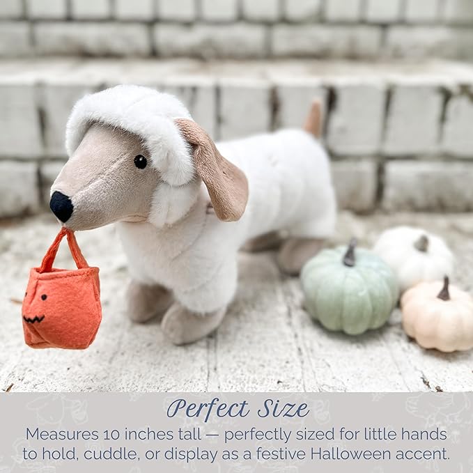 MON AMI Mummy Puppy Plush Toy – 10” Halloween Stuffed Animal Plushie with Bandage Fur & Trick-or-Treat Bag | Cute Mummy Dog for Kids, Toddlers & Festive Decor | Perfect Cuddle Buddy