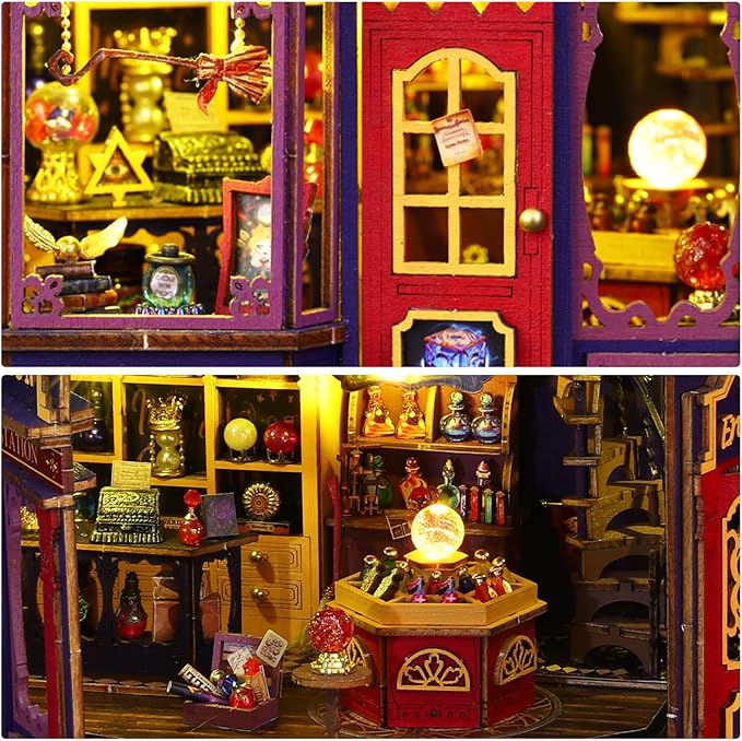 Miniature House Kit, Tiny House Kit with Light, DIY Mini House Building Kits for Adults to Building, Unique Gift for Birthday Christmas, Magic Station