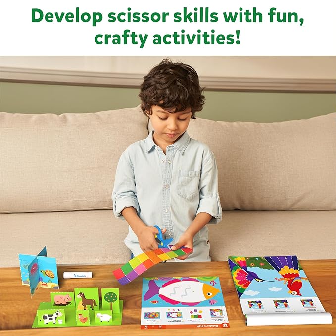 Skillmatics Scissor Skills Activity Book - Snip Snip, 25 Fun Cutting & Creative Activities for Preschoolers, 2 Child-Safe Scissors, Fine Motor Skills, Felt Craft Kit, Gifts for Kids Ages 3, 4, 5, 6, 7