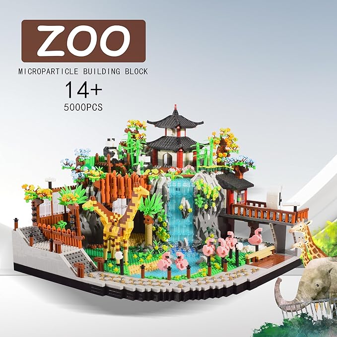 Micro Mini Blocks Animals Building Model Set Animals Creative Architecture Zoo Park Building Sets Toys Present for Adult and Kids 14+ 5000PCS