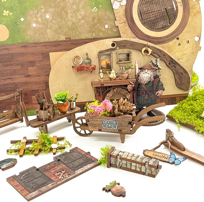 Miniature House Kit - Forest-Themed DIY Dollhouse Kit | Blind Box Design, Stress-Relief Craft, 3D Wooden Puzzles for Adults - The Magic Ring House (SQ-59)