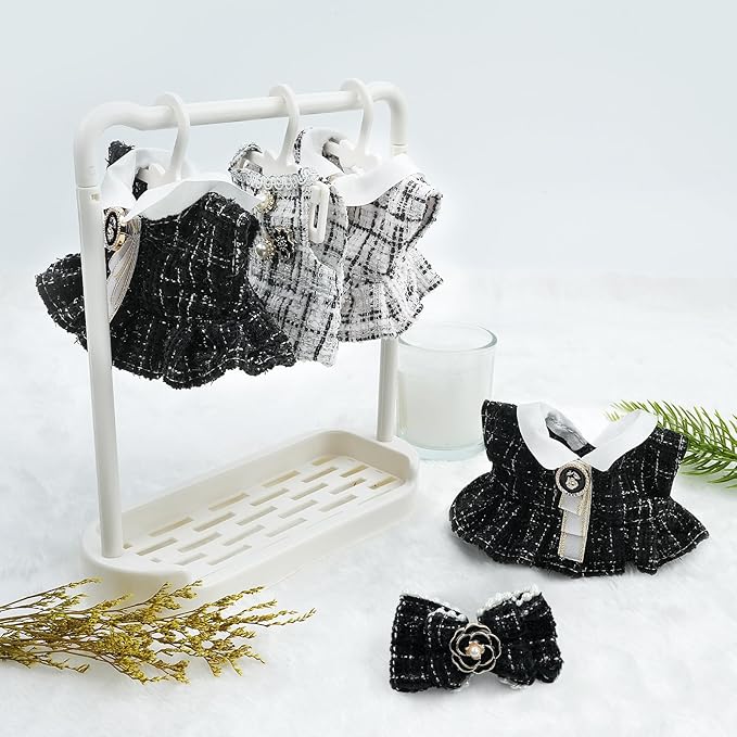 17cm Doll Clothes Set-Adorable Outfits for Dolls-Stylish Accessaries Clothes Dress-Up-Replaceable Clothing Collections, Includes Hat, Top, Skirt(Black-Style D)