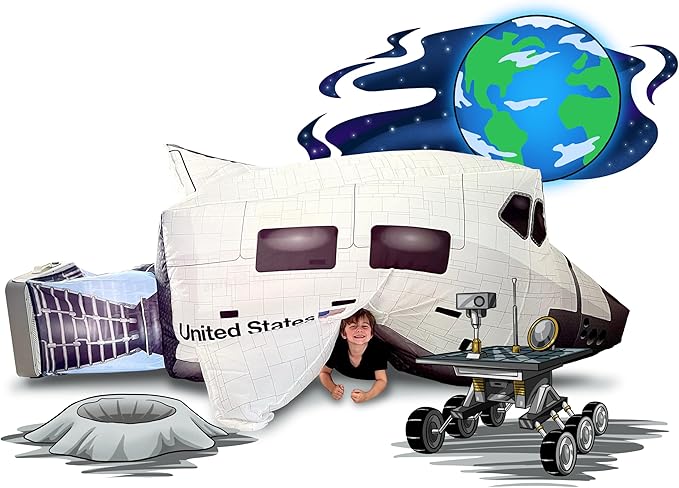 The Original Patented AirFort - Build A Fort in 30 Seconds, Inflatable Fort for Kids, Play Tent for 3-14 Years, A Playhouse Where Imagination Runs Wild, Fan not Included (Space Shuttle)