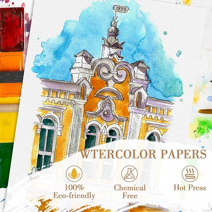 150PCS 9x6 Watercolor Paper Bulk, 140lb/300g Cold Press Thick Water Color Paper Pad for Kid Child Adult, White Art Paper for Drawing Painting Markers Gouache, Textured Cotton Paper Sheets