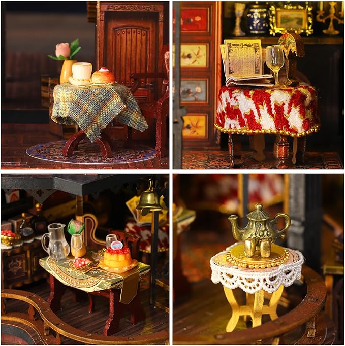 DIY Miniature House Kit - Wooden Dollhouse Miniature Kit with LED Light - Tiny Model Mini House Building Kit for Adults Teens, Creative Gift Book Nook DIY Adults Craft Kits, Home Decor