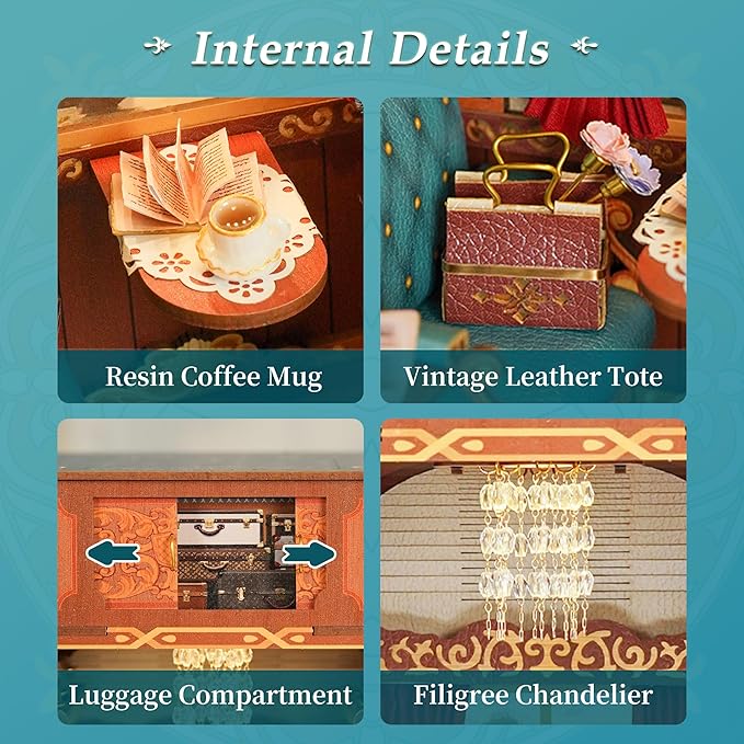 Tonecheer DIY Book Nook Kit for Adults, Miniature Infinity Train Cabin European Vintage Carriage Model, Wooden 3D Puzzle Dollhouse Booknook Decorative Bookend Gifts (European Travels)