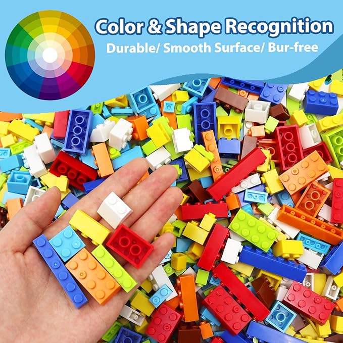 1500PCS Building Bricks, Classic Bulk Building Blocks with 2 Pack 24x24 Studs Baseplates, Compatible with All Major Brands