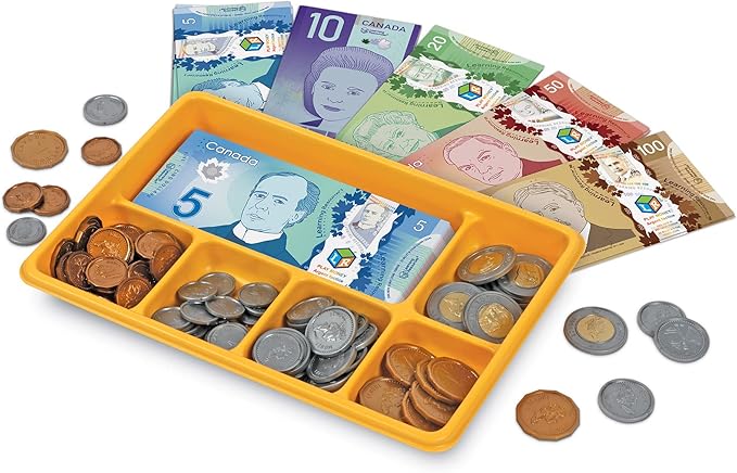 Learning Resources Canadian Currency-X-Change,Pretend Play Money for Kids, Develops Sorting and Money Skills, 211 Pieces, Ages 5+