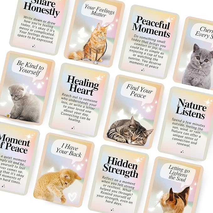 CATCHYOURDREAMS Cats for Comfort - 50 Inspirational Affirmations and Positive Activities for Healing and Peace - Stress Relief and Mindfulness Grief Cat Bereavement Sympathy Gift for Women