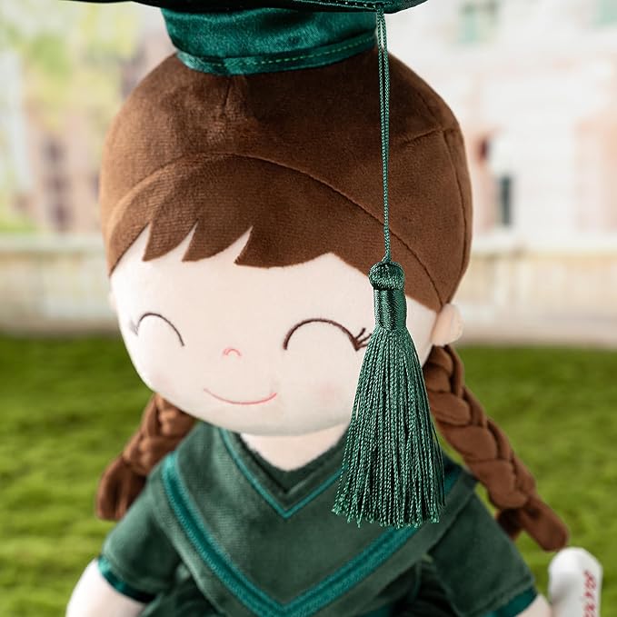 Gloveleya Baby Girl Gifts Graduation Plush Girls Dolls Congratulation Gift for Kindergarten Dark Green 16 inch